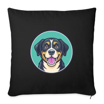 Can De Chira Chien Race Dessin animé Kawaii Clipart Animal de compagnie - Housse de coussin décorative 45 x 45 cm - noir - Devant