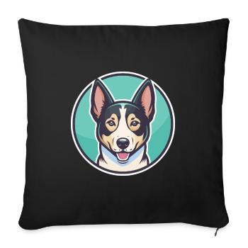 Canaan chien race dessin animé Kawaii Clipart animal de compagnie - Housse de coussin décorative 45 x 45 cm - noir - Devant