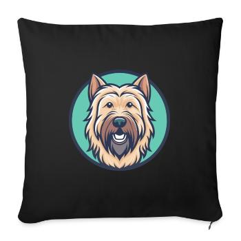 Briard Chien Race Dessin Animé Kawaii Clipart Animal Animal Pet - Housse de coussin décorative 45 x 45 cm - noir - Devant