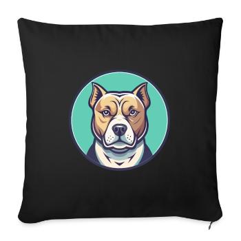 Bully Kutta Race de chien Drôle Dessin animé Kawaii Clipart - Housse de coussin décorative 45 x 45 cm - noir - Devant