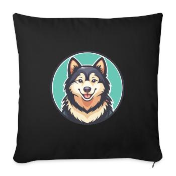 Chien Esquimau Canadien Race Dessin Animé Kawaii Clipart - Housse de coussin décorative 45 x 45 cm - noir - Devant