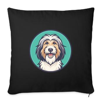 Catalan Sheepdog Dog Breed Cartoon Kawaii Clipart - Sofa pillowcase 17,3'' x 17,3'' (45 x 45 cm) - black - Front