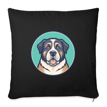 Chien de berger d’Asie centrale Race Dessin animé Kawaii - Housse de coussin décorative 45 x 45 cm - noir - Devant