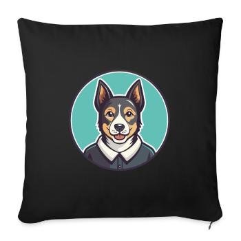 Cesky Strakaty Pes Race Chien Dessin Animé Kawaii - Housse de coussin décorative 45 x 45 cm - noir - Devant