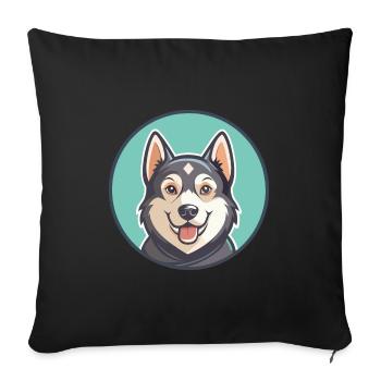 Chien Gris Dog Breed Cartoon Kawaii Clipart Animal - Sofa pillowcase 17,3'' x 17,3'' (45 x 45 cm) - black - Front