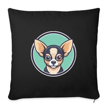 Chihuahua Dog Breed Cartoon Kawaii Clipart Animal - Sofa pillowcase 17,3'' x 17,3'' (45 x 45 cm) - black - Front