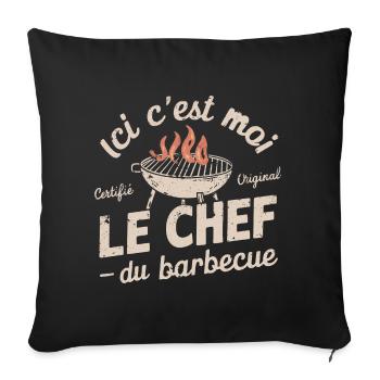 Le Chef du Barbecue - Housse de coussin décorative 45 x 45 cm - noir - Devant