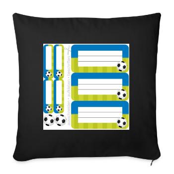 DIY School Sticker Set - Soccer Blue Green - 9 - Sofa pillowcase 17,3'' x 17,3'' (45 x 45 cm) - black - Front