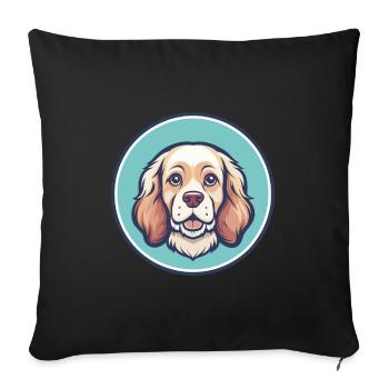 Clumber Spaniel Hund Rasse Cartoon Kawaii Clipart - Sofakissenbezug 45 x 45 cm - Schwarz - Vorne