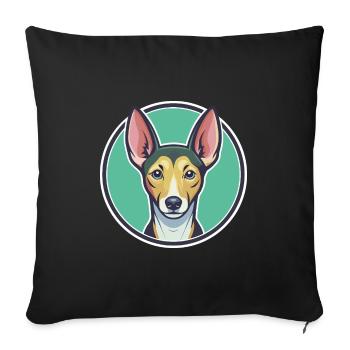 Cirneco Delletna Chien Race Dessin animé Kawaii Clipart - Housse de coussin décorative 45 x 45 cm - noir - Devant