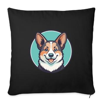 Corgi Chien Race Dessin animé Kawaii Clipart Animal de compagnie - Housse de coussin décorative 45 x 45 cm - noir - Devant