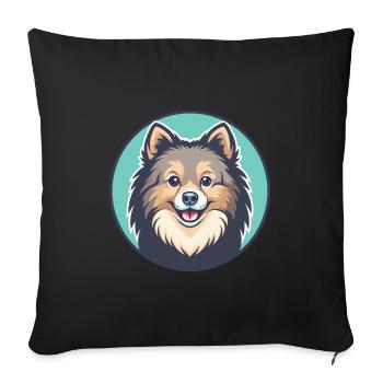 Spitz danois chien race dessin animé Kawaii Clipart animal de compagnie - Housse de coussin décorative 45 x 45 cm - noir - Devant