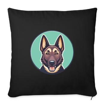 Berger Hollandais Chien Race Dessin Animé Kawaii Clipart - Housse de coussin décorative 45 x 45 cm - noir - Devant