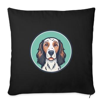 English Setter Dog Breed Cartoon Kawaii Clipart - Sofa pillowcase 17,3'' x 17,3'' (45 x 45 cm) - black - Front
