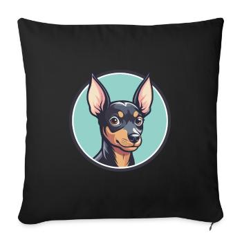 English Toy Terrier Dog Breed Funny Cartoon Kawaii - Sofa pillowcase 17,3'' x 17,3'' (45 x 45 cm) - black - Front
