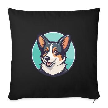 Cur Dog Breed Cartoon Kawaii Clipart Illustration - Sofa pillowcase 17,3'' x 17,3'' (45 x 45 cm) - black - Front