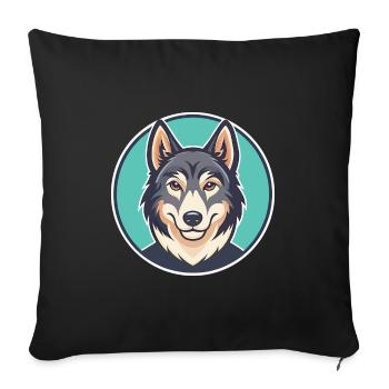 Tchécoslovaque chien-loup chien race dessin animé Kawaii animal de compagnie - Housse de coussin décorative 45 x 45 cm - noir - Devant