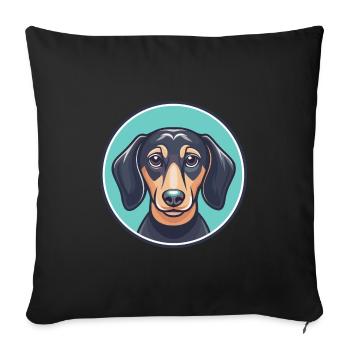 Dachshund Dog Breed Cartoon Kawaii Clipart Animal - Sofa pillowcase 17,3'' x 17,3'' (45 x 45 cm) - black - Front
