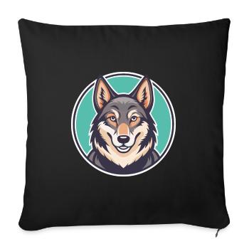 Chien-loup tchécoslovaque Race de chien Dessin animé Kawaii - Housse de coussin décorative 45 x 45 cm - noir - Devant