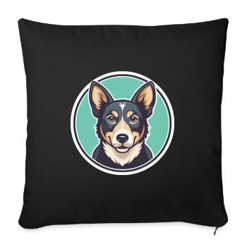 Danois Suédois Chien Race Chien Dessin Animé Kawaii - Housse de coussin décorative 45 x 45 cm - noir - Devant
