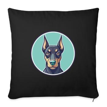 Doberman Pinscher Dog Breed Cartoon Kawaii Clipart - Sofa pillowcase 17,3'' x 17,3'' (45 x 45 cm) - black - Front