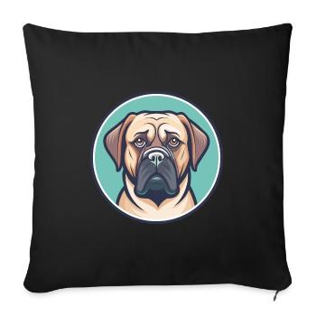 Dogue Brasileiro Chien Race Dessin animé Kawaii Clipart - Housse de coussin décorative 45 x 45 cm - noir - Devant