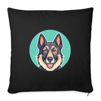 Berger d’Europe de l’Est Race Dessin animé Kawaii - Housse de coussin décorative 45 x 45 cm - noir - Devant