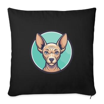 Chien équatorien sans poils race drôle dessin animé Kawaii - Housse de coussin décorative 45 x 45 cm - noir - Devant