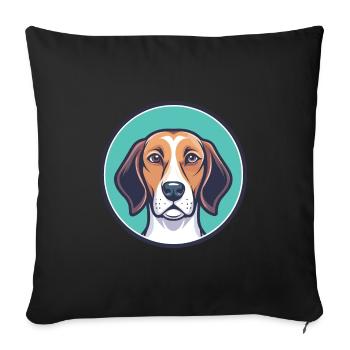 English Foxhound Dog Breed Cartoon Kawaii Clipart - Sofa pillowcase 17,3'' x 17,3'' (45 x 45 cm) - black - Front