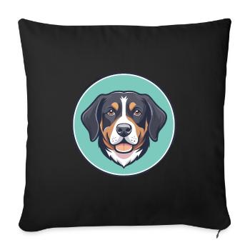 Entlebucher bouvier chien de famille dessin animé Kawaii animal de compagnie - Housse de coussin décorative 45 x 45 cm - noir - Devant