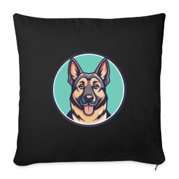 Chien de chasse allemand race dessin animé Kawaii Clipart animal de compagnie - Housse de coussin décorative 45 x 45 cm - noir - Devant