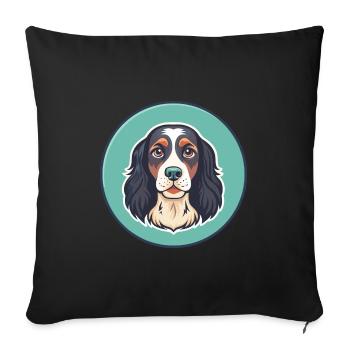 German Spaniel Dog Breed Cartoon Kawaii Clipart - Sofa pillowcase 17,3'' x 17,3'' (45 x 45 cm) - black - Front