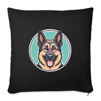 German Shepherd Dog Breed Cartoon Kawaii Clipart - Sofa pillowcase 17,3'' x 17,3'' (45 x 45 cm) - black - Front