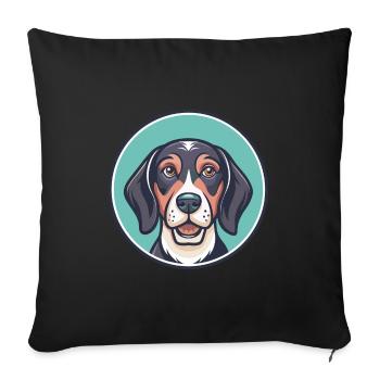 Halden Hound Hund Rasse Cartoon Kawaii Clipart Haustier - Sofakissenbezug 45 x 45 cm - Schwarz - Vorne