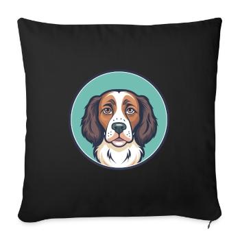 French Brittany Dog Breed Cartoon Kawaii Clipart - Sofa pillowcase 17,3'' x 17,3'' (45 x 45 cm) - black - Front