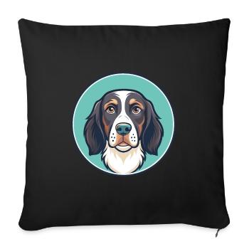 Friesische Vorstehhunderasse Cartoon Kawaii Clipart - Sofakissenbezug 45 x 45 cm - Schwarz - Vorne