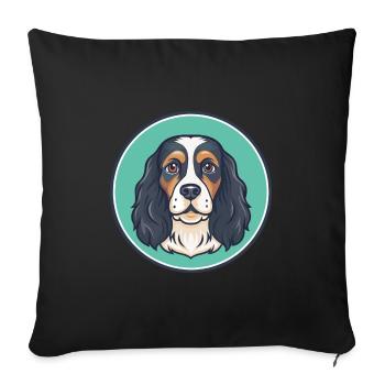 French Spaniel Dog Breed Cartoon Kawaii Clipart - Sofa pillowcase 17,3'' x 17,3'' (45 x 45 cm) - black - Front