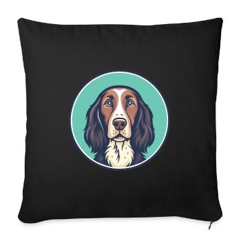 Braque allemand à poil long chien race dessin animé Kawaii - Housse de coussin décorative 45 x 45 cm - noir - Devant