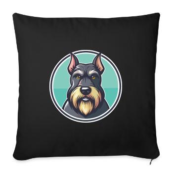 Schnauzer géant chien race dessin animé Kawaii Clipart - Housse de coussin décorative 45 x 45 cm - noir - Devant