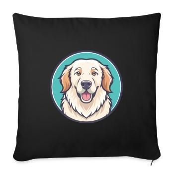Grande Pyrénées Chien Race Dessin animé Kawaii Clipart - Housse de coussin décorative 45 x 45 cm - noir - Devant