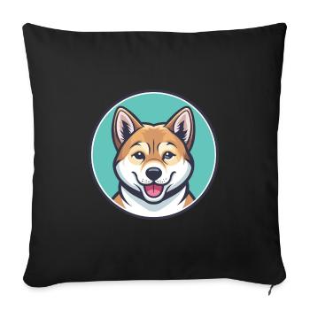 Hokkaido Dog Breed Colorful Cartoon Kawaii Clipart - Sofa pillowcase 17,3'' x 17,3'' (45 x 45 cm) - black - Front