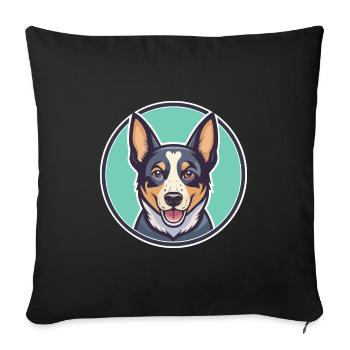 Halls Heeler Dog Breed Cartoon Kawaii Clipart Pet - Sofa pillowcase 17,3'' x 17,3'' (45 x 45 cm) - black - Front