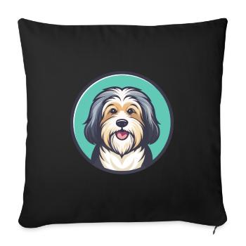 Havanese Dog Breed Colorful Cartoon Kawaii Clipart - Sofa pillowcase 17,3'' x 17,3'' (45 x 45 cm) - black - Front