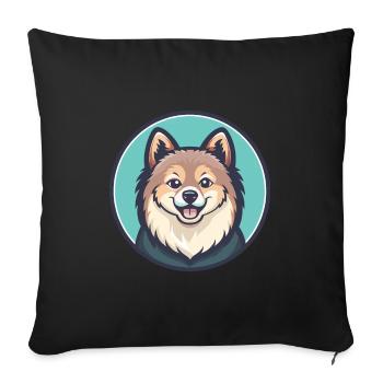 Indian Spitz Dog Breed Cartoon Kawaii Clipart Pet - Sofa pillowcase 17,3'' x 17,3'' (45 x 45 cm) - black - Front