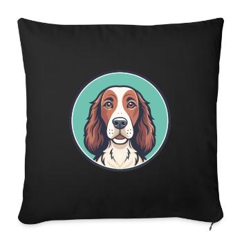 Irlandais Setter Rouge Et Blanc Chien Race Dessin animé drôle - Housse de coussin décorative 45 x 45 cm - noir - Devant