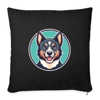 Kai Ken Chien Race Dessin Animé Personnage Kawaii Clipart - Housse de coussin décorative 45 x 45 cm - noir - Devant