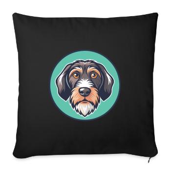 Chien courant à poil dur d’Istrie Race Dessin animé Kawaii - Housse de coussin décorative 45 x 45 cm - noir - Devant