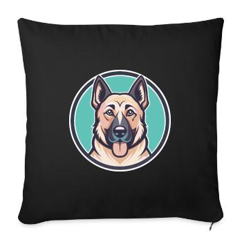 Kangal berger chien race dessin animé Kawaii Clipart - Housse de coussin décorative 45 x 45 cm - noir - Devant