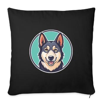 Hygenhund Chien Race Dessin animé Kawaii Clipart Animal - Housse de coussin décorative 45 x 45 cm - noir - Devant