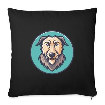 Irish Wolfhound Chien Race Dessin animé Kawaii Clipart - Housse de coussin décorative 45 x 45 cm - noir - Devant